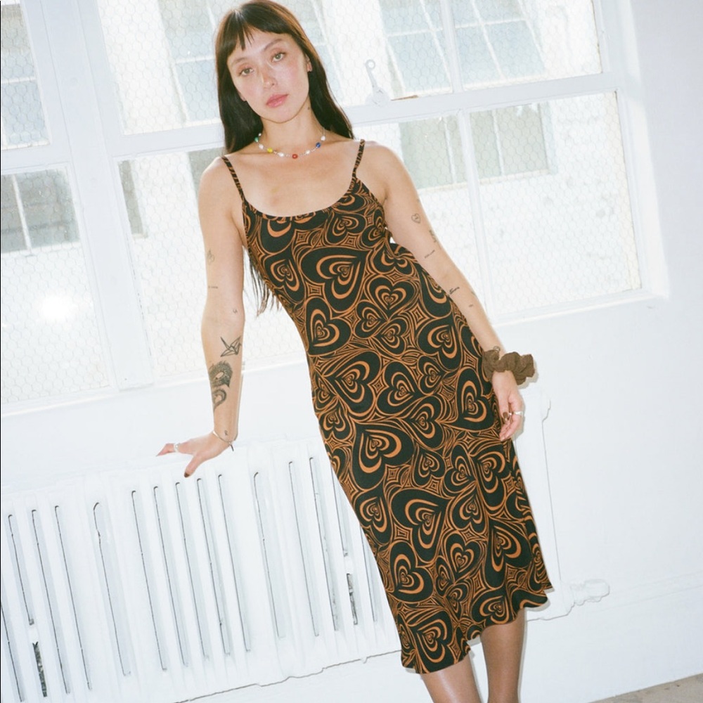Lisa Says Gah, Slip Midi Dress - Wild Hearts Brown
